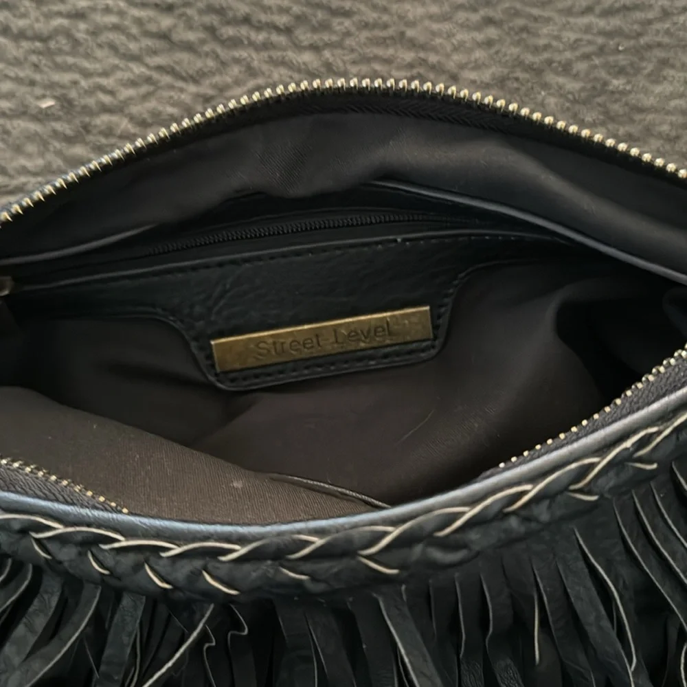 Street Level Black Fringe Crossbody Bag - Picture 5 of 5